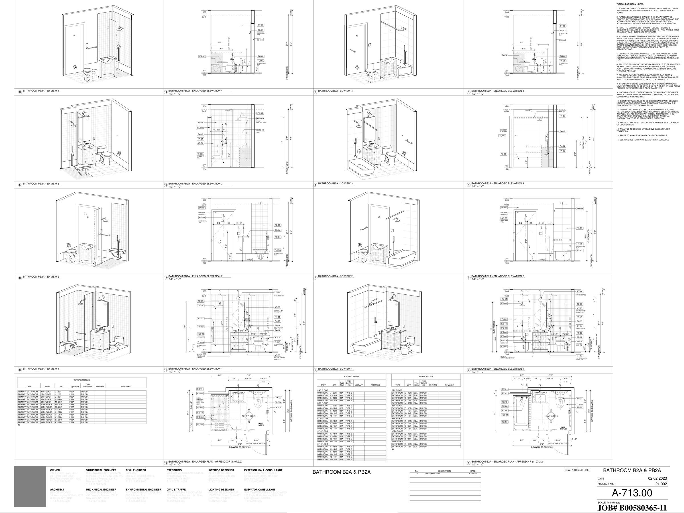 Bathroom enlarged plans & elevations