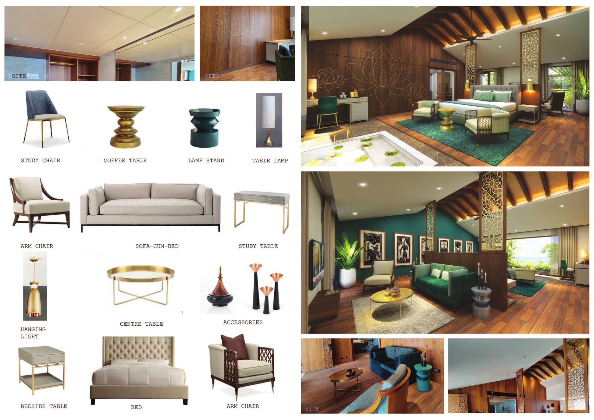 Furniture board & villa renders