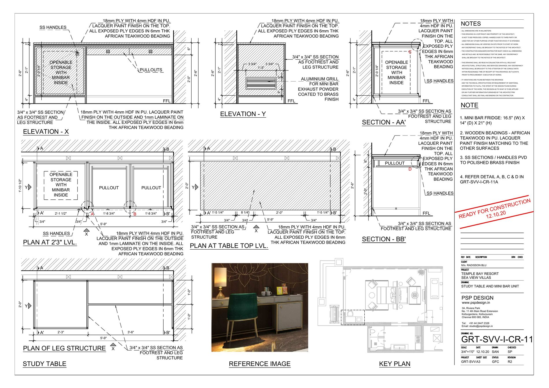 Study table & mini-bar detail