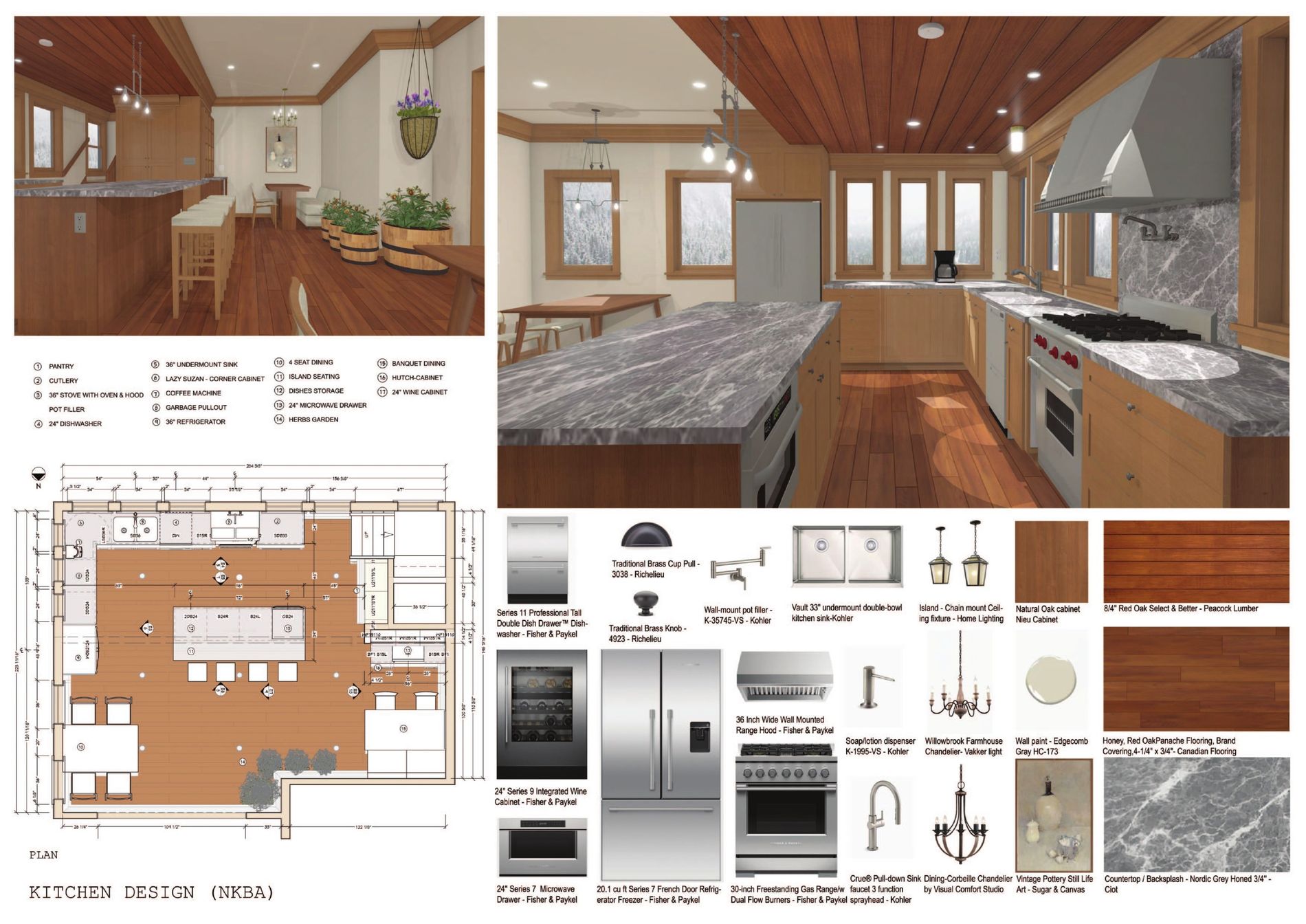 Kitchen study — oak & mountain marble