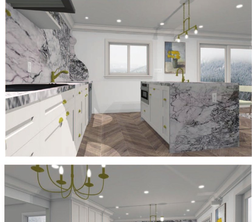 White & marble island